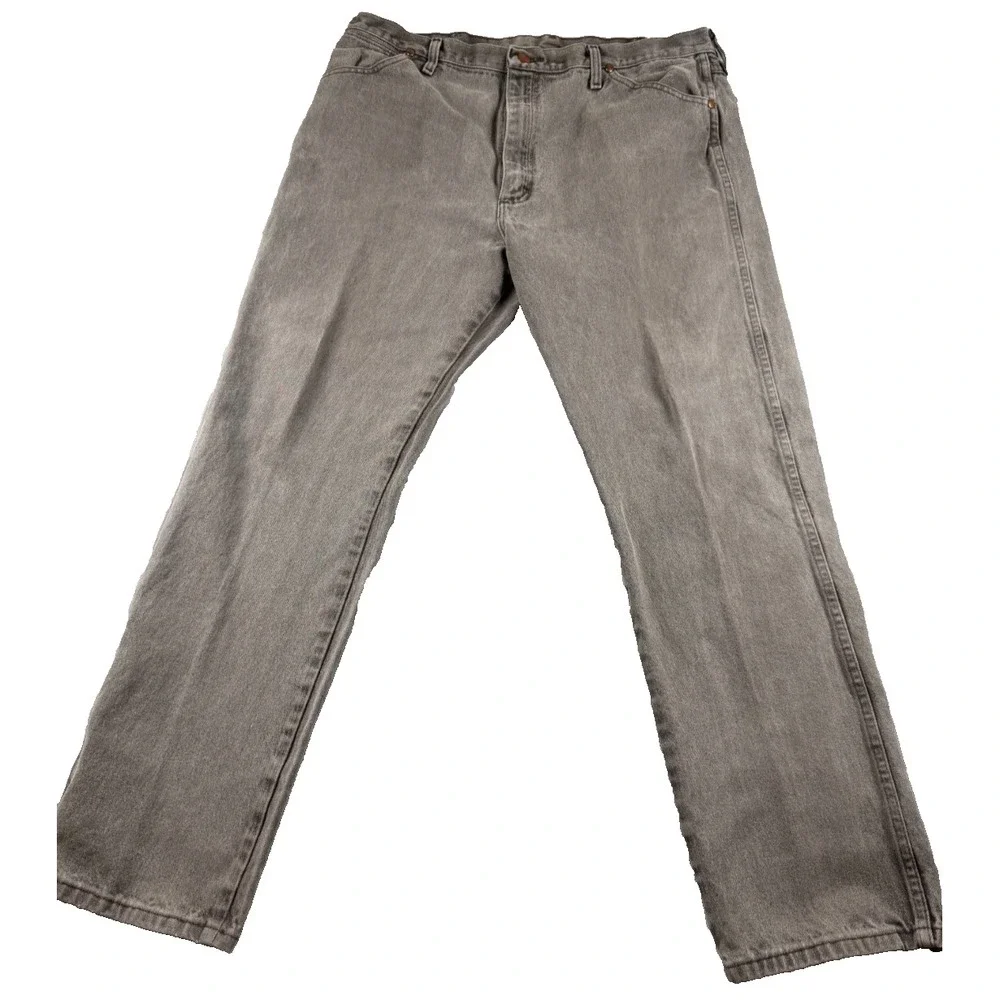 Wrangler 32x32 Brown‎ Faded Denim Jeans Straight Western Cowboy